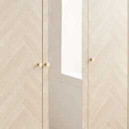 3 Door Oak Brown Wooden Wardrobe With Mirror Birlea Herringford - thumbnail 2