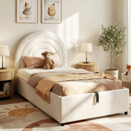 Single Upholstered Bed With Slatted Frame And Headboard - thumbnail 2