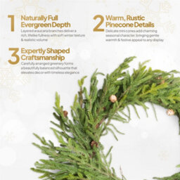 Shatchi Araucaria Wreath Set 80Cm Hanging Wreaths Pe Artificial Green Wreath For Decor - thumbnail 5