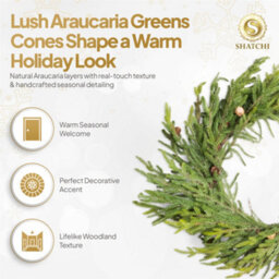 Shatchi Araucaria Wreath Set 80Cm Hanging Wreaths Pe Artificial Green Wreath For Decor - thumbnail 3