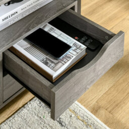 Wyld Haus Sesopa Metal Grey Industrial Slim Bedside Table With 2 Drawers And Open Shelf, L40 X D35 X H49Cm - thumbnail 9