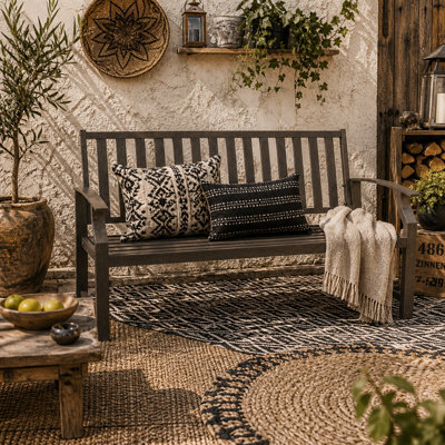 Wyld Haus Lilu Metal 2-Seater Outdoor Garden Bench Brown With Slatted Frame, L127 X D60 X H84Cm - image 1