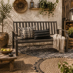 Wyld Haus Lilu Metal 2-Seater Outdoor Garden Bench Brown With Slatted Frame, L127 X D60 X H84Cm - thumbnail 1