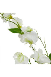 Natural Garden White Sweetpea Stem, Realistic Artificial Flower - thumbnail 2