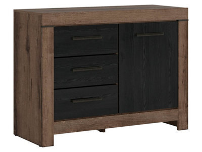 Arte Balin 112 Cm Sideboard 1 Door 3 Drawer Oak Monastery Oak Black - image 1