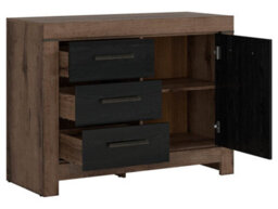 Arte Balin 112 Cm Sideboard 1 Door 3 Drawer Oak Monastery Oak Black - thumbnail 3