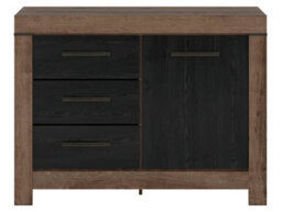Arte Balin 112 Cm Sideboard 1 Door 3 Drawer Oak Monastery Oak Black - thumbnail 2