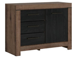 Arte Balin 112 Cm Sideboard 1 Door 3 Drawer Oak Monastery Oak Black - thumbnail 1