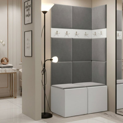 Anteroom Set Orion I White Shoe Cabinet Hangers Grey Panels - image 1