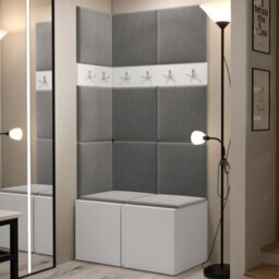 Anteroom Set Orion I White Shoe Cabinet Hangers Grey Panels - thumbnail 2
