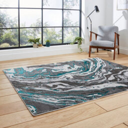 Grey Green Abstract Modern Easy To Clean Rug For Dining Room-160Cm X 220Cm - thumbnail 2