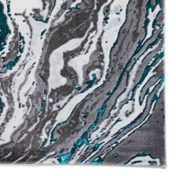 Grey Green Abstract Modern Easy To Clean Rug For Dining Room-160Cm X 220Cm - thumbnail 5