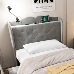 Abrihome 3Ft Single Upholstered Bed 90X190Cm, With 4 Drawers And Lamp, 3 Usb Port+1 Type C, Durable And Sturdy, Velvet, Grey - thumbnail 6