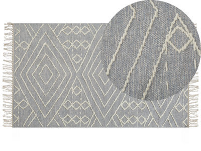 Beliani Rug Khenifra Light Grey 80 X 150 Cm Cotton - image 1
