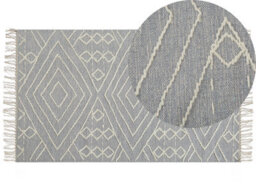 Beliani Rug Khenifra Light Grey 80 X 150 Cm Cotton - thumbnail 1