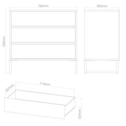 Tamworth 3 Drawer Chest Of Drawers In Noche Walnut (Ready Assembled) - thumbnail 6