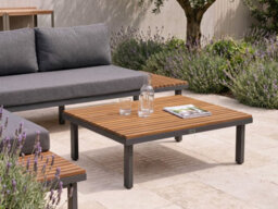 Beliani Garden Coffee Table Fivizzano 70 Cm 90 Cm Acacia Wood Dark Grey - thumbnail 2