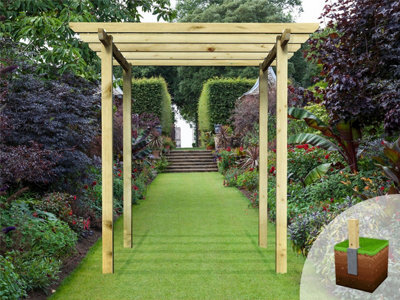 Edecks Village Walkway Wooden Garden Pergola (W 2400mm X D 2400mm) With Concrete In Posts (2.7M) - image 1
