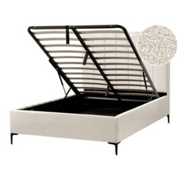 Beliani Ottoman Bed Boucle Sezanne 140 X 200 Cm (Eu Double) Off-White - thumbnail 1