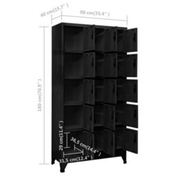 Berkfield Locker Cabinet Black 90X40X180 Cm Steel - thumbnail 8