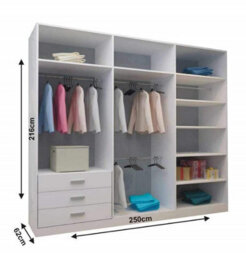 RAC3 Sliding Wardrobe Led Mirror Space Saving Bedroom Wardrobe, Contemporary Bedroom Sliding Wardrobe & Mirror Wardrobe (White 250Cm) - thumbnail 2