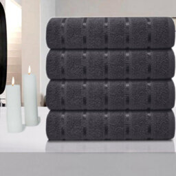 Casabella 4 Pk Bath Sheet Towel Set 80X140 Cm-Luxury 100% Cotton, Highly Absorbent Towel-Extra Large Bath Towels Grey