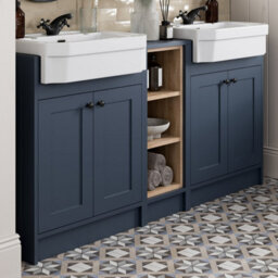 Affine 1540mm Traditional Double Vanity Basin Unit & Shelving Bathroom Furniture Blue - thumbnail 3