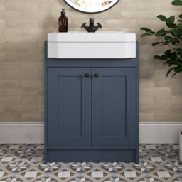 Affine 1540mm Traditional Double Vanity Basin Unit & Shelving Bathroom Furniture Blue - thumbnail 4