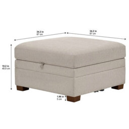 Xample Thomasville Tisdale Taupe Fabric Storage Ottoman, Pocket Coil Cushion, Solid Wood Legs, Modular Seating, Living Room Footstool - thumbnail 2