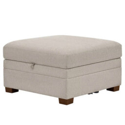 Xample Thomasville Tisdale Taupe Fabric Storage Ottoman, Pocket Coil Cushion, Solid Wood Legs, Modular Seating, Living Room Footstool - thumbnail 3
