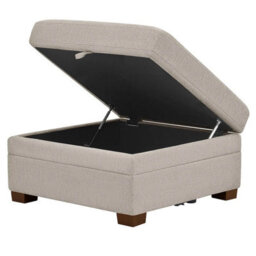 Xample Thomasville Tisdale Taupe Fabric Storage Ottoman, Pocket Coil Cushion, Solid Wood Legs, Modular Seating, Living Room Footstool - thumbnail 4