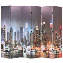Berkfield Folding Room Divider 228X170 Cm New York By Night - thumbnail 1