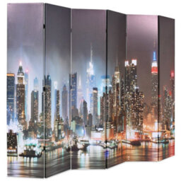 Berkfield Folding Room Divider 228X170 Cm New York By Night - thumbnail 2