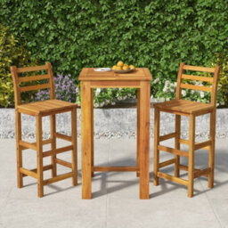 Berkfield 3 Piece Garden Bar Set Solid Wood  Acacia - thumbnail 1