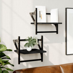 Berkfield Wall Shelves With Bars 2 Pcs Black 30X25X30 Cm - thumbnail 1