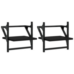 Berkfield Wall Shelves With Bars 2 Pcs Black 30X25X30 Cm - thumbnail 2