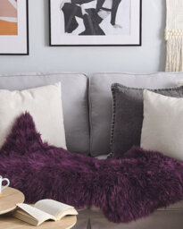 Beliani Sheepskin Rug Uluru Purple 65 X 110 Cm - thumbnail 2