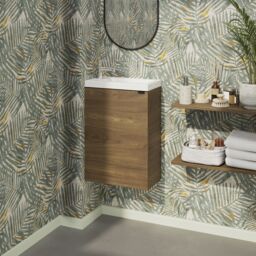 GoodHome Imandra Compact Walnut Effect Single Wall-Mounted Bathroom Cloakroom Unit (H) 550mm (W) 440mm - thumbnail 9