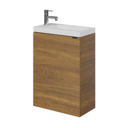 GoodHome Imandra Compact Walnut Effect Single Wall-Mounted Bathroom Cloakroom Unit (H) 550mm (W) 440mm - thumbnail 3