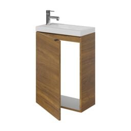 GoodHome Imandra Compact Walnut Effect Single Wall-Mounted Bathroom Cloakroom Unit (H) 550mm (W) 440mm - thumbnail 5