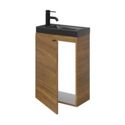 GoodHome Imandra Compact Walnut Effect Single Wall-Mounted Bathroom Cloakroom Unit (H) 550mm (W) 440mm - thumbnail 8