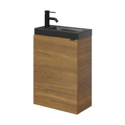 GoodHome Imandra Compact Walnut Effect Single Wall-Mounted Bathroom Cloakroom Unit (H) 550mm (W) 440mm - thumbnail 7