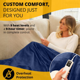Homiu Electric Heated Throw, Energy-Efficient Sherpa & Fleece Blanket, 9 Heat Settings & Timer Auto Shut-Off & Overheat Protection - thumbnail 3