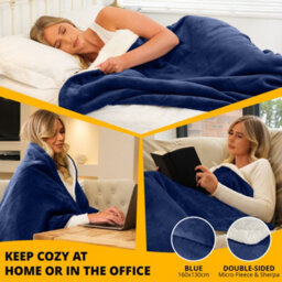 Homiu Electric Heated Throw, Energy-Efficient Sherpa & Fleece Blanket, 9 Heat Settings & Timer Auto Shut-Off & Overheat Protection - thumbnail 2