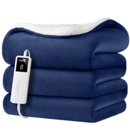 Homiu Electric Heated Throw, Energy-Efficient Sherpa & Fleece Blanket, 9 Heat Settings & Timer Auto Shut-Off & Overheat Protection - thumbnail 1