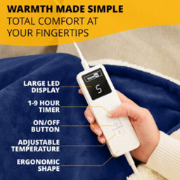 Homiu Electric Heated Throw, Energy-Efficient Sherpa & Fleece Blanket, 9 Heat Settings & Timer Auto Shut-Off & Overheat Protection - thumbnail 4