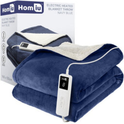Homiu Electric Heated Throw, Energy-Efficient Sherpa & Fleece Blanket, 9 Heat Settings & Timer Auto Shut-Off & Overheat Protection - thumbnail 8