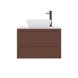 Royal Bathrooms Royal Bathroom Elmore 800mm Terracotta Clay Wall Mounted Bathroom Vanity Unit 2 Drawer Plain White Worktop With Elva Basin - thumbnail 7