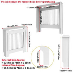 Fativo Vertical Radiator Cover Grill Shelf Cabinet Mdf Wood Modern Traditional Furniture(19D X 78W X 92.2H Cm) - thumbnail 2