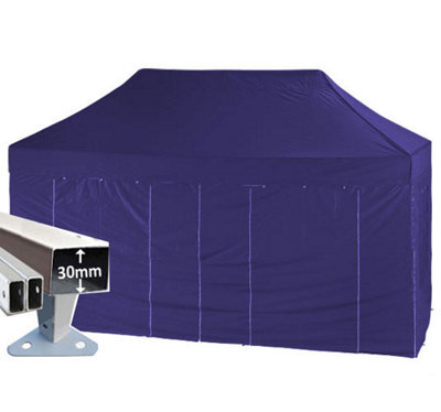 Crocodile Trading 5M X 2.5M Trader-Max 30 Commercial Instant Shelter Pop Up Gazebos Frame, Canopy & Sides - Navy Blue - image 1